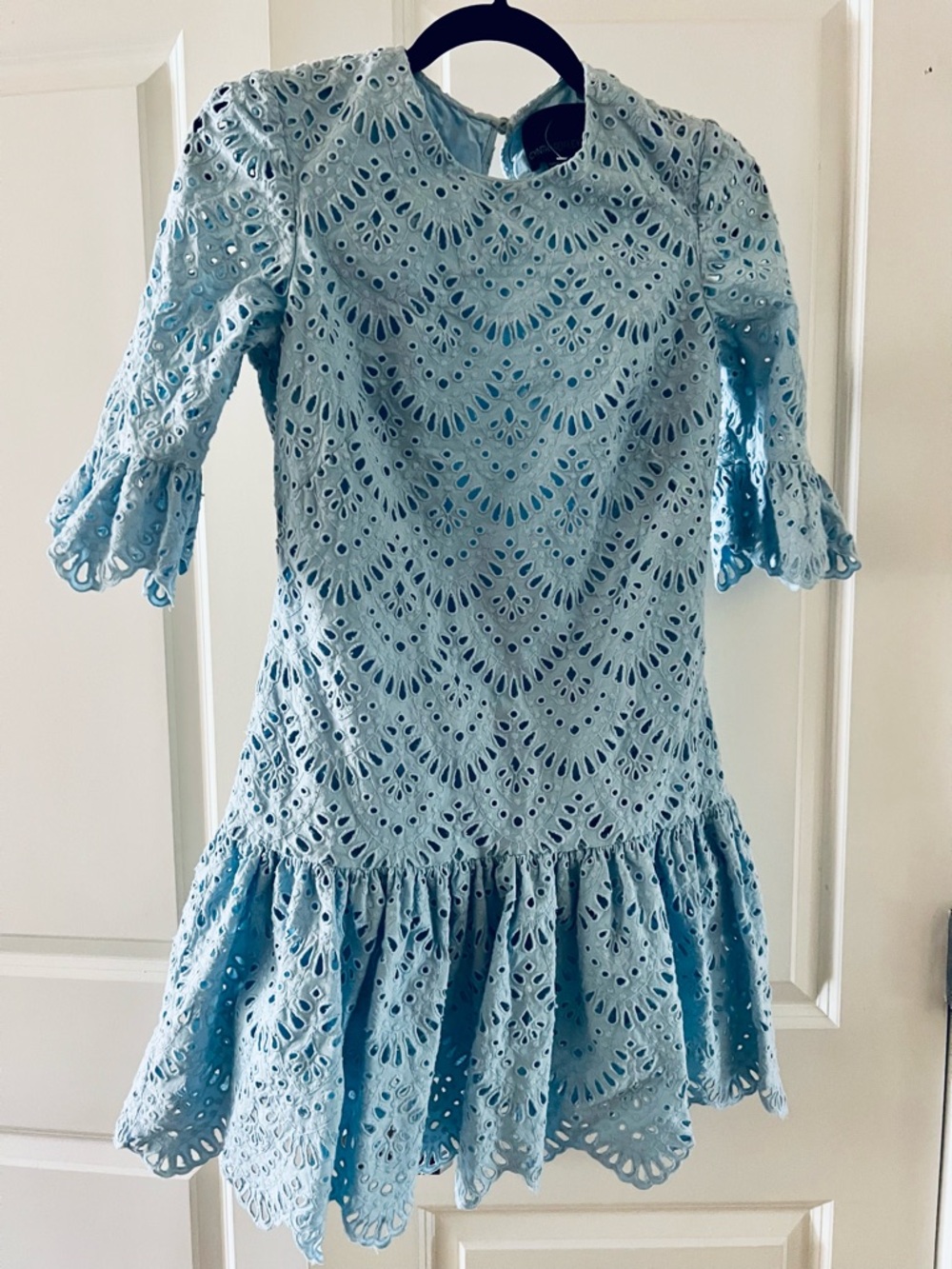 Cynthia Rowley Sky Blue Eyelet Ruffle Hem Dress